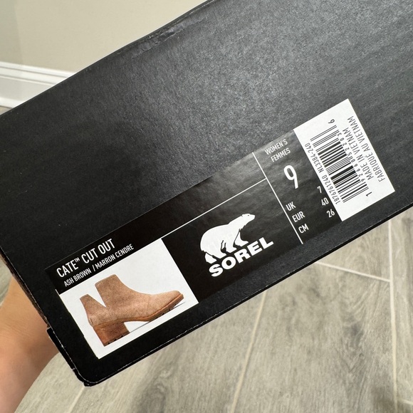 Sorel Cate Cut Out Ankle Boots Block Heel Suede - Picture 6 of 6